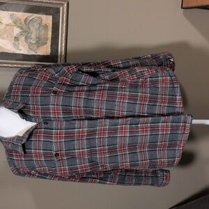 L.L. Bean Red and Gray Plaid Casual Button Down Shirt